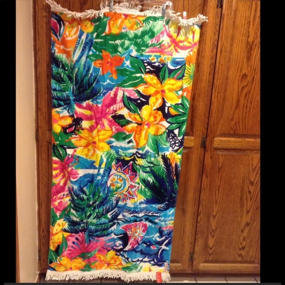 2Chillies Cotton Beach Towel Hawaiian Floral Kids Size Fringed New - Picture 12 of 15